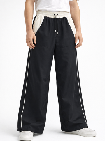 Pantalón Baggy Bicolor ENKI - Negro / Crema | Tela Nova
