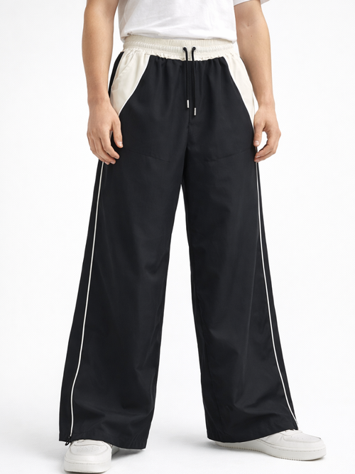 Pantalón Baggy Bicolor Tela Nova — Negro / Crema | ENKI - ENKI ModaStyle