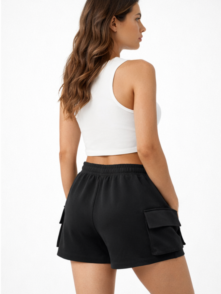 Short Cargo French Terry — Negro | Mujer | ENKI - ENKI ModaStyle