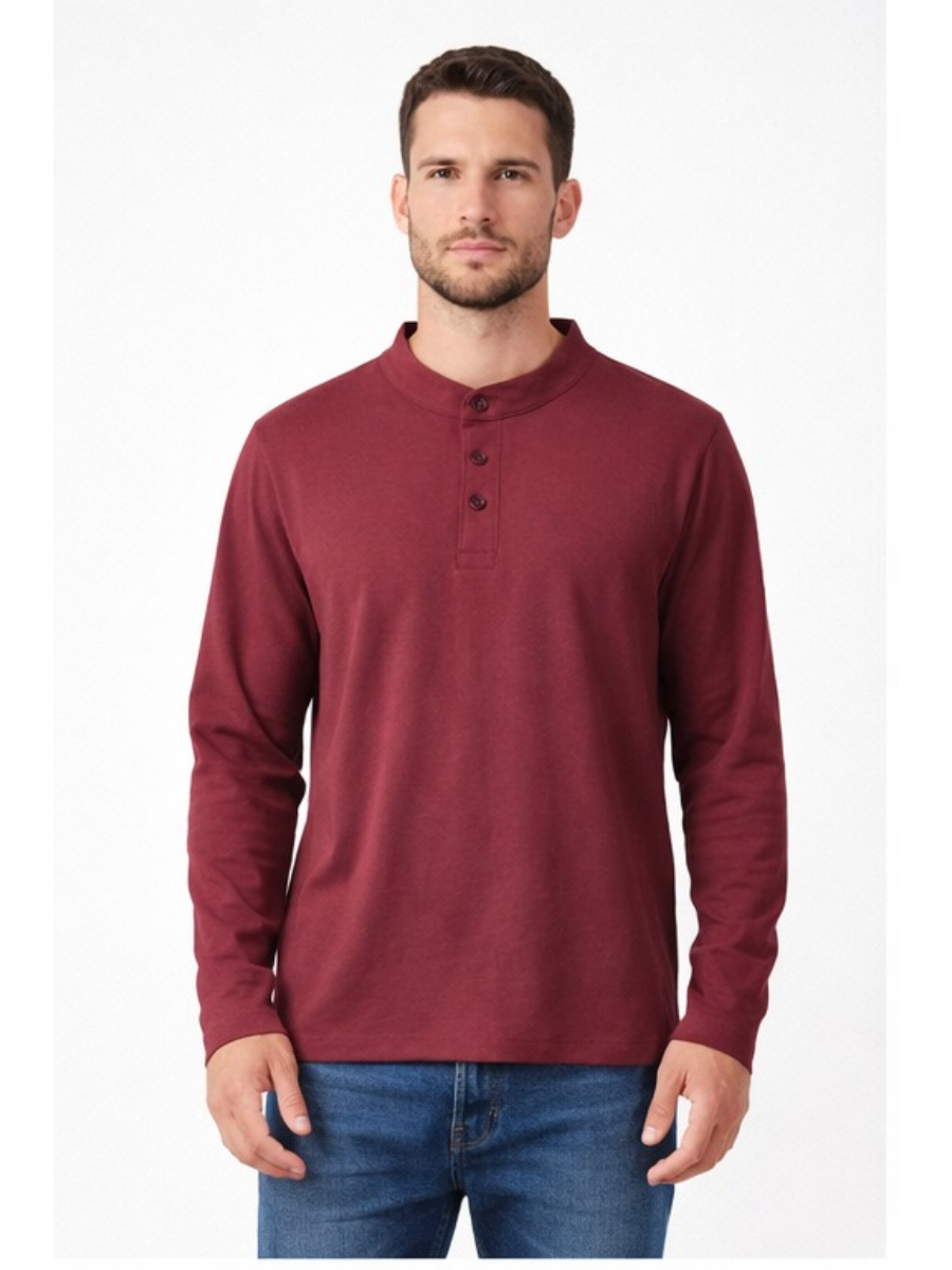 Polo Hombre Cuello Neru Manga Larga Algodón Casual ENKI ModaStyle