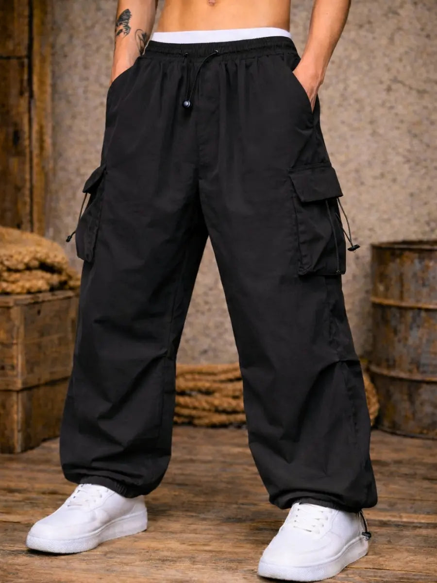 Pantalón Parachute Cargo Hombre Tela Mojada Oversized ENKI ModaStyle