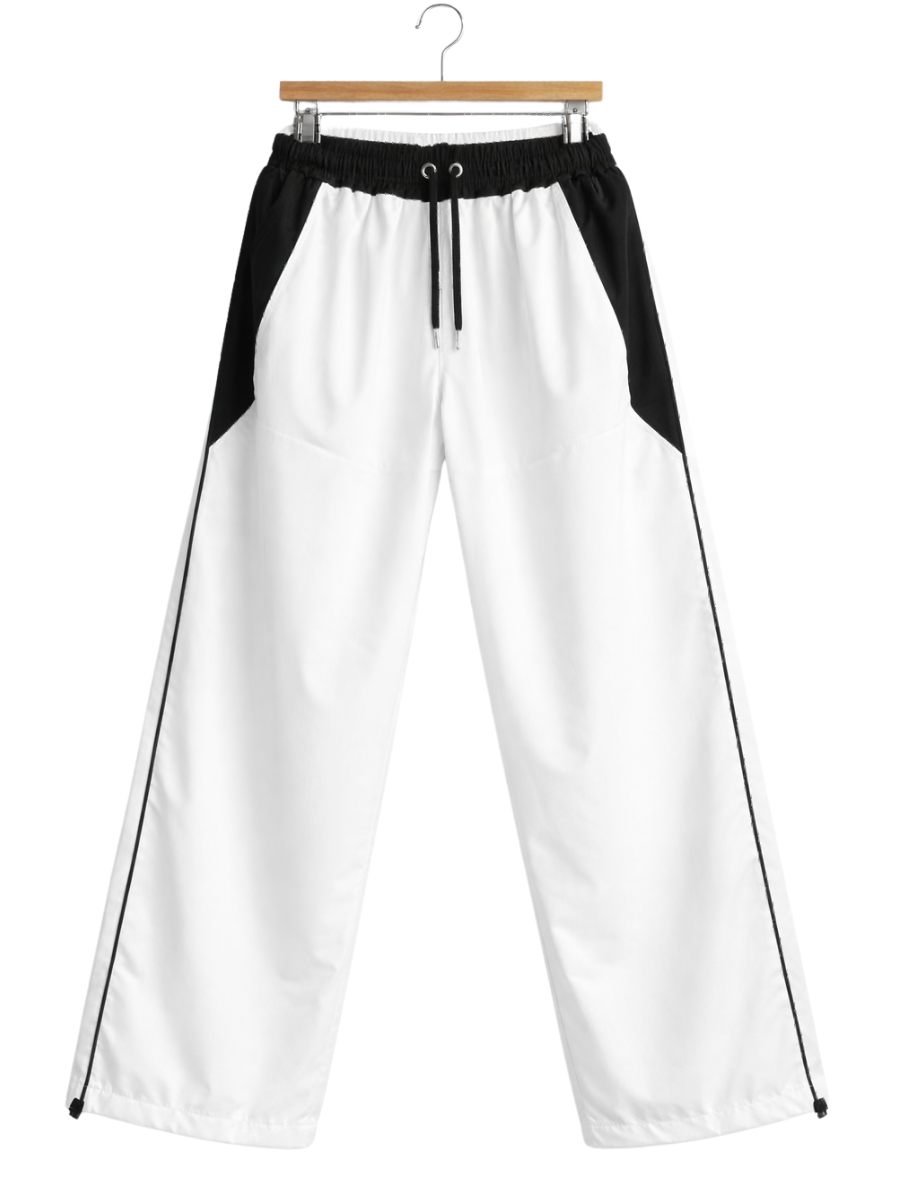 Pantalón Baggy Bicolor Tela Nova — Blanco / Negro | ENKI - ENKI ModaStyle