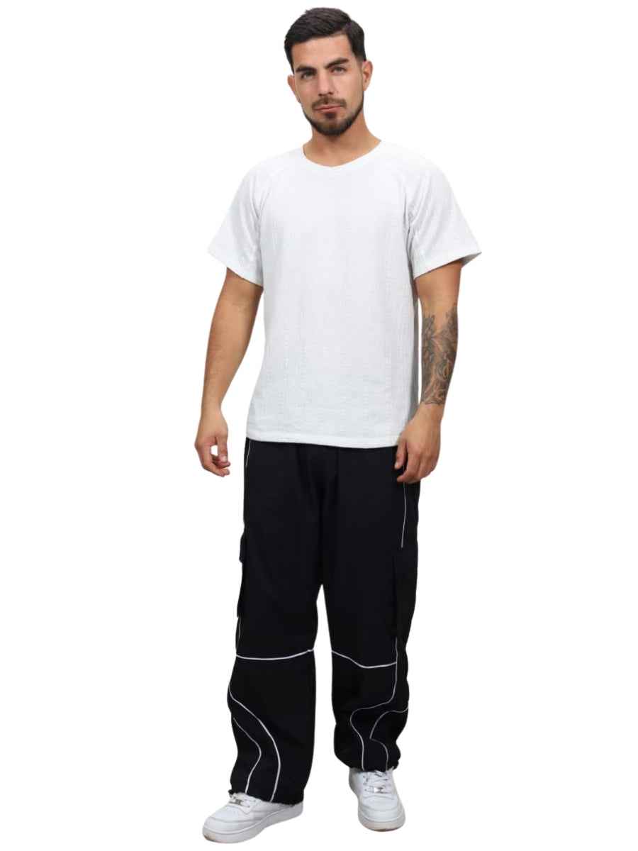 Pantalón Cargo Oversized Hombre Tela Mojada Urbano