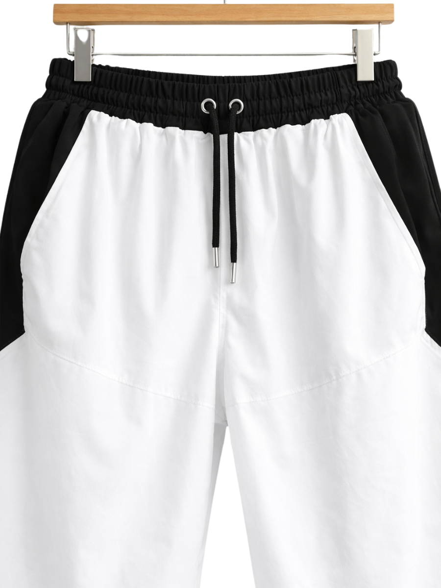Pantalón Baggy Bicolor Tela Nova — Blanco / Negro | ENKI - ENKI ModaStyle