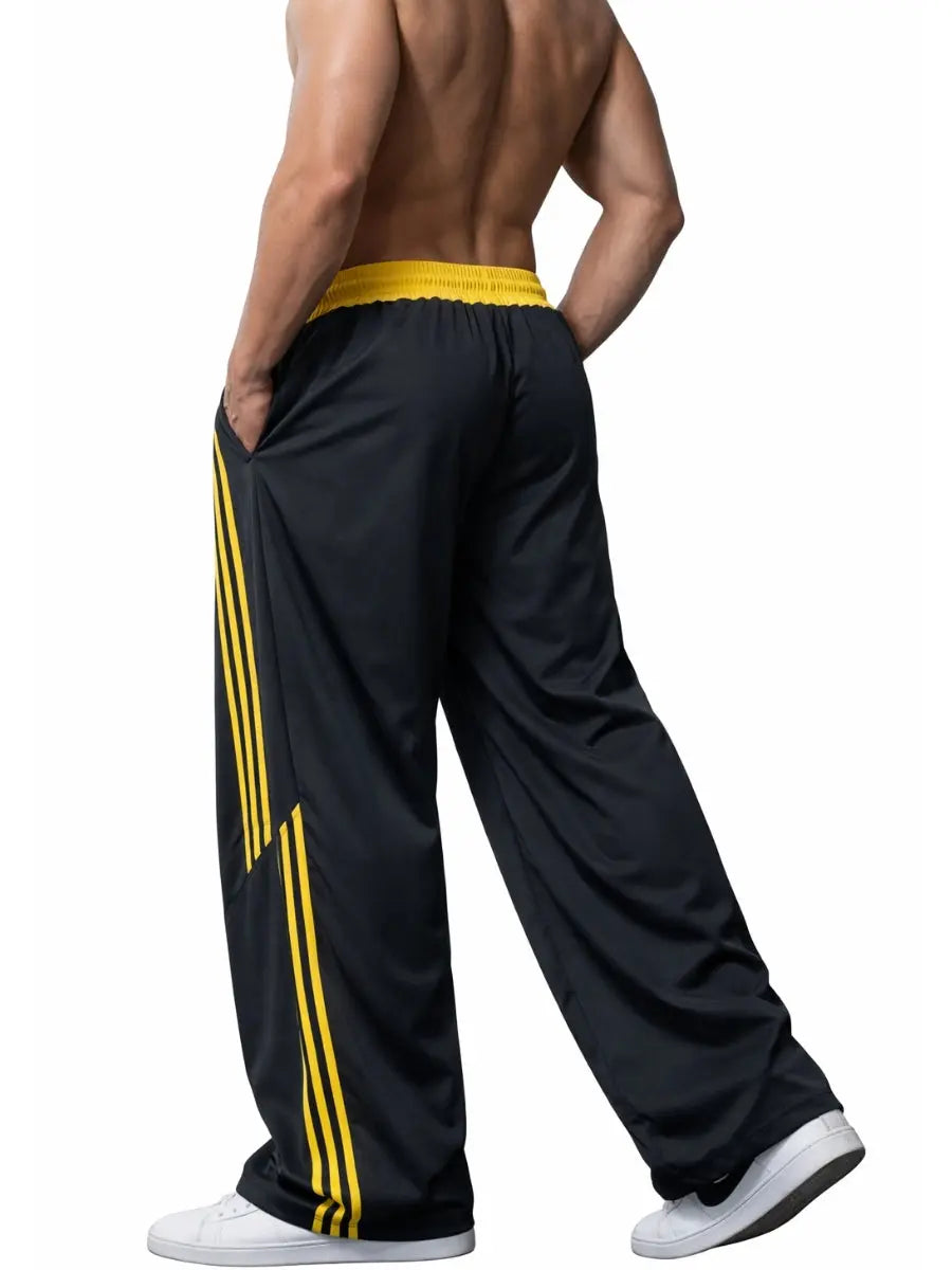 Pantalón Deportivo Oversized Hombre Tela Nova Negro Amarillo ENKI ModaStyle