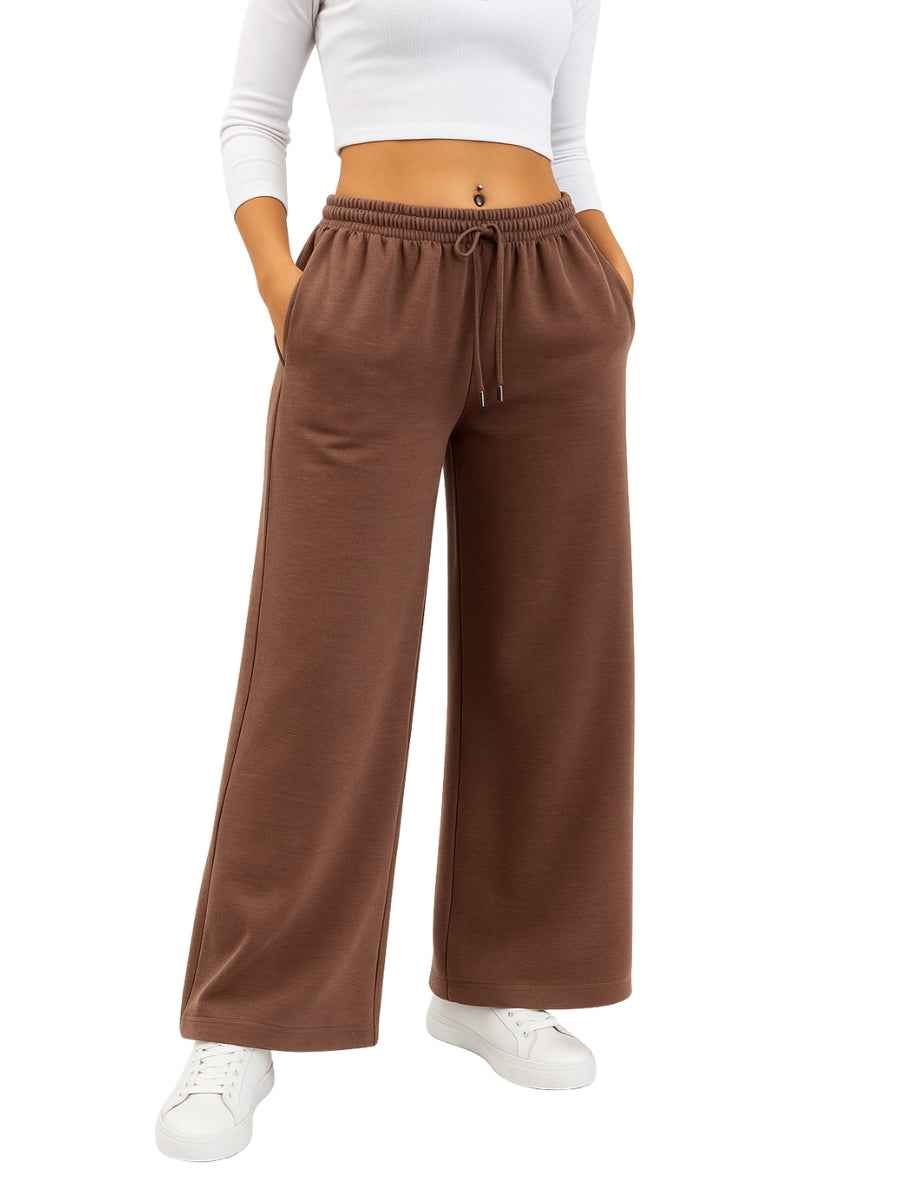 Pantalón Palazzo Mujer Franela Cintura Elástica