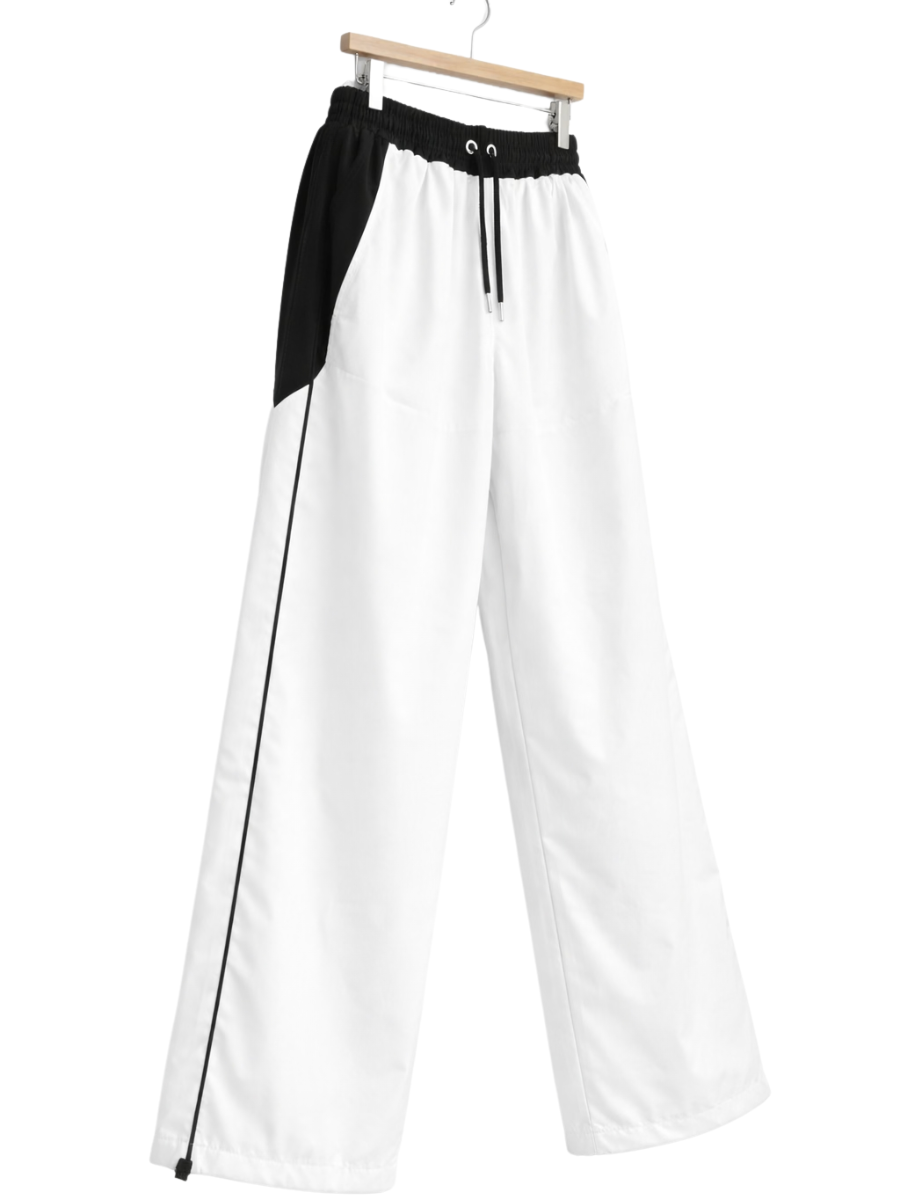 Pantalón Baggy Bicolor Tela Nova — Blanco / Negro | ENKI