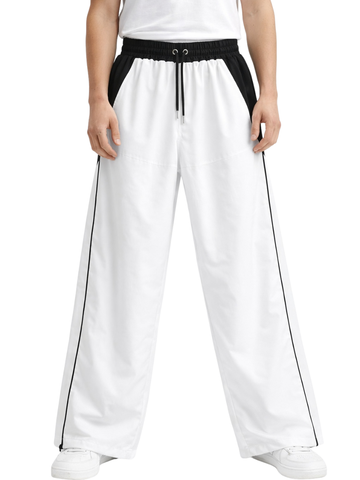 Pantalón Baggy Bicolor ENKI - Tela Nova Blanco/Negro