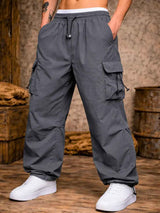 Pantalón Cargo Hombre Oversized Tela Mojada Parachute 8