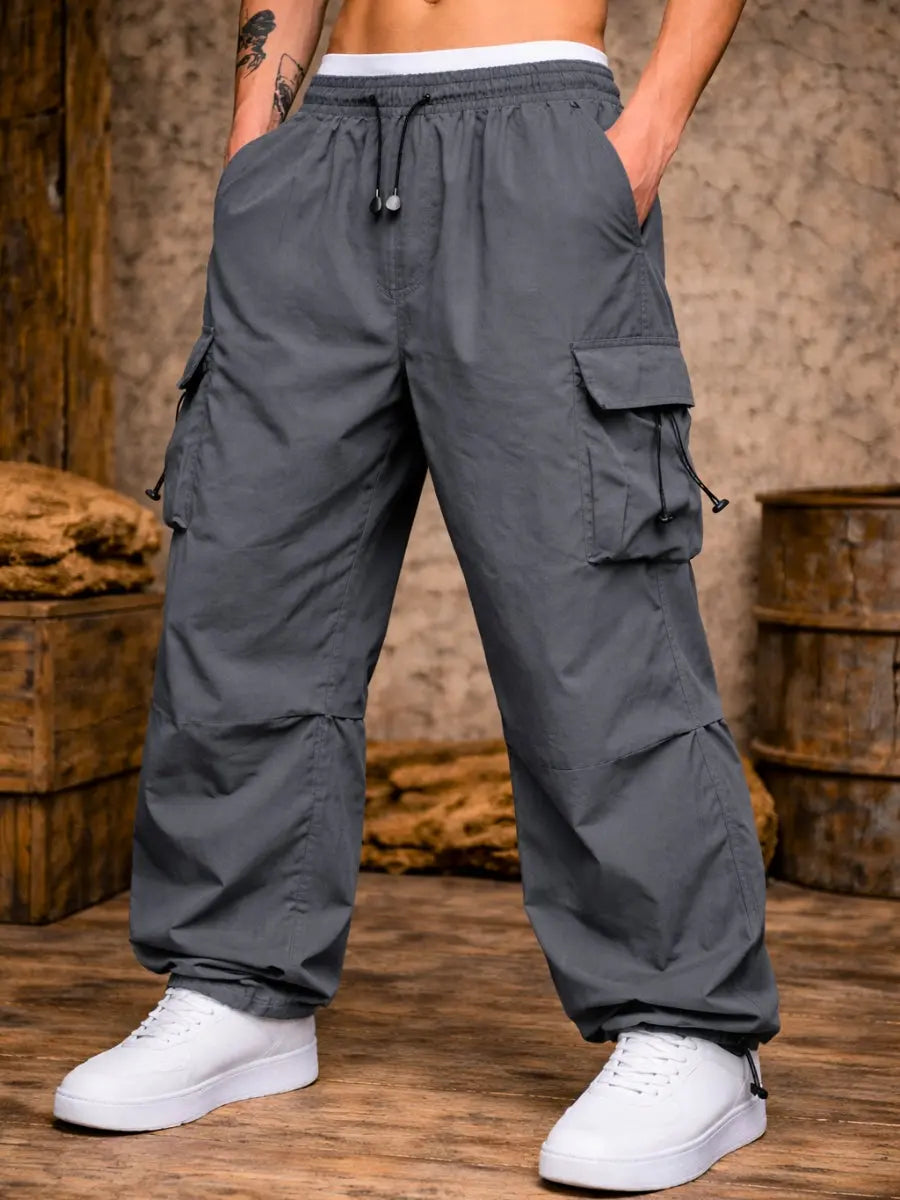 Pantalón Parachute Cargo Hombre Tela Mojada Oversized ENKI ModaStyle