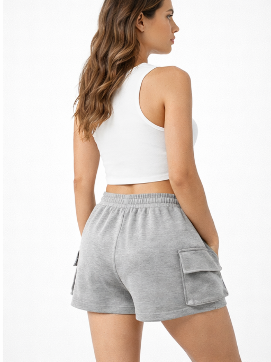 Short Cargo French Terry — Gris Melánge | Mujer | ENKI - ENKI ModaStyle