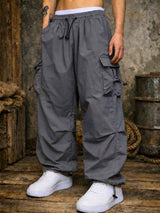 Pantalón Cargo Hombre Oversized Tela Mojada Parachute 9