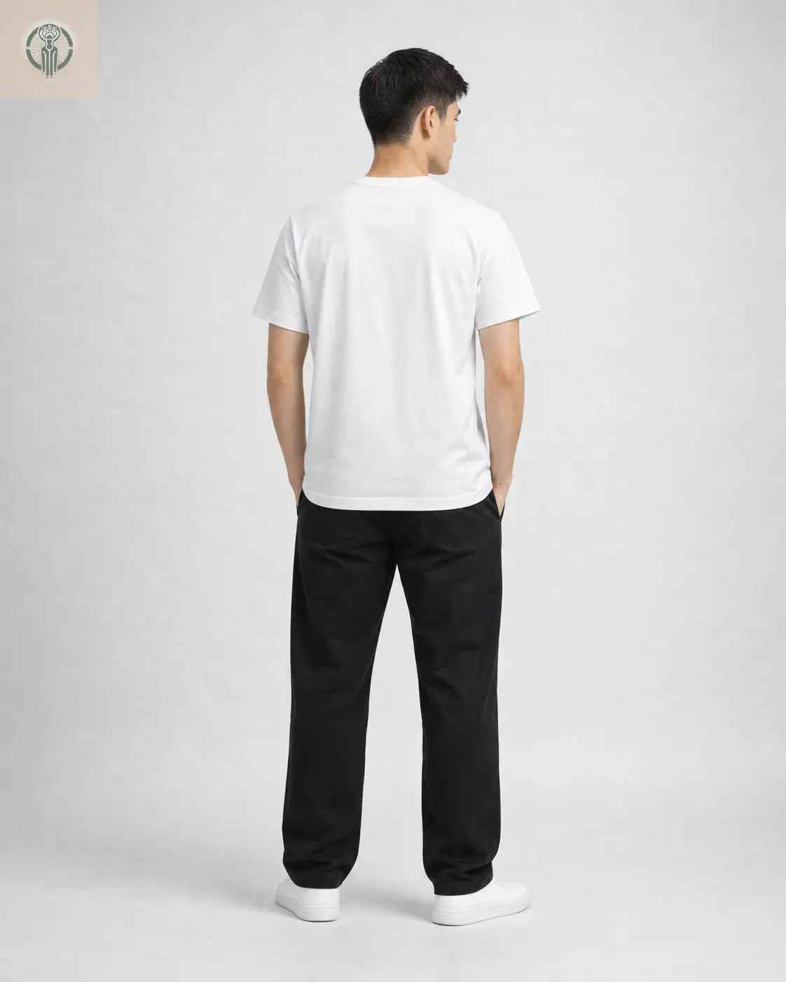 Polo Juvenil Blanco Diseño Japonés Cuello Redondo