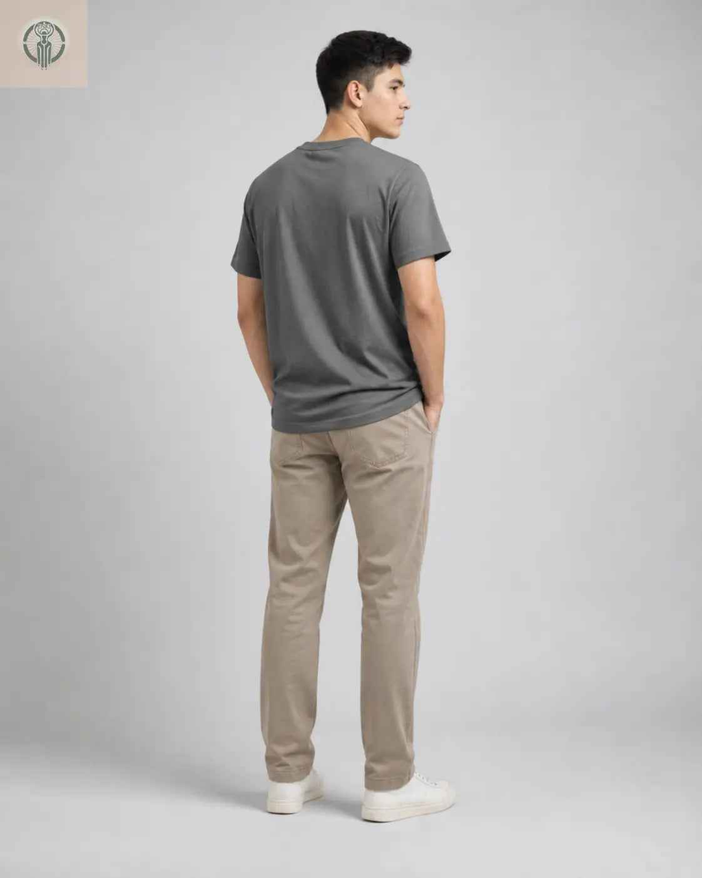 Polo Juvenil Gris Oscuro Estampado Japonés Algodón Jersey