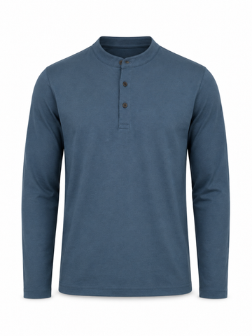 Polo Manga Larga Classic Fit para Hombre | Cuello Mao con Botones | ENKI