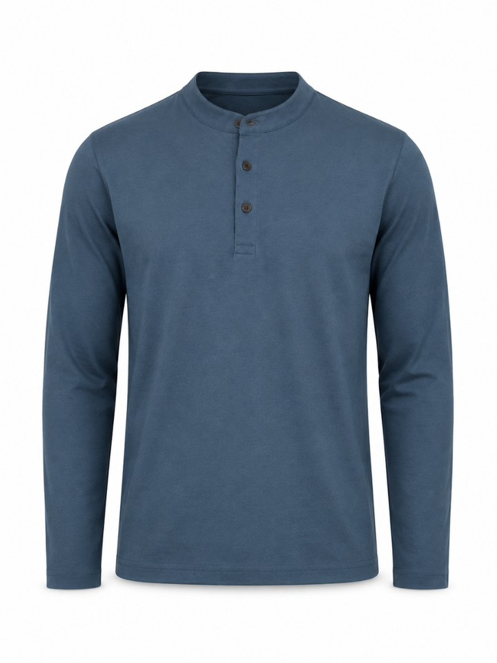 Polo Manga Larga Classic Fit para Hombre | Cuello Mao con Botones | ENKI