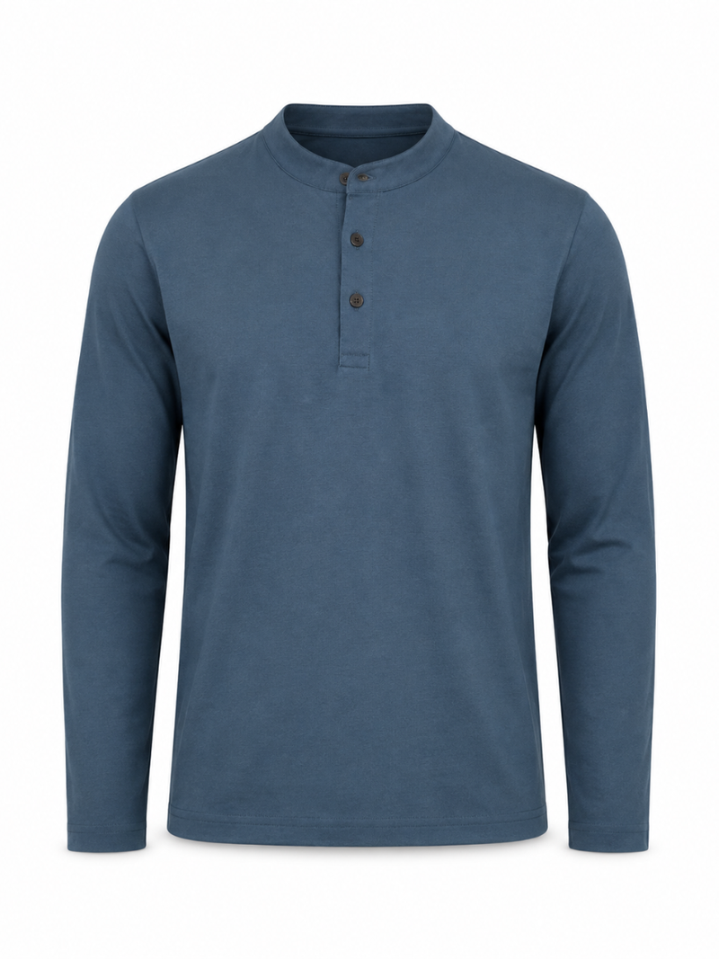 Polo Manga Larga Classic Fit para Hombre | Cuello Mao con Botones | ENKI