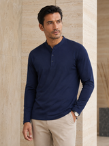Polo Manga Larga Classic Fit para Hombre | Cuello Mao con Botones | ENKI 10