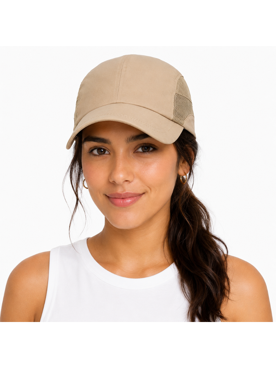 Gorra Deportiva Tazlam con Malla Beige — Tela Tazlam | Mujer | ENKI