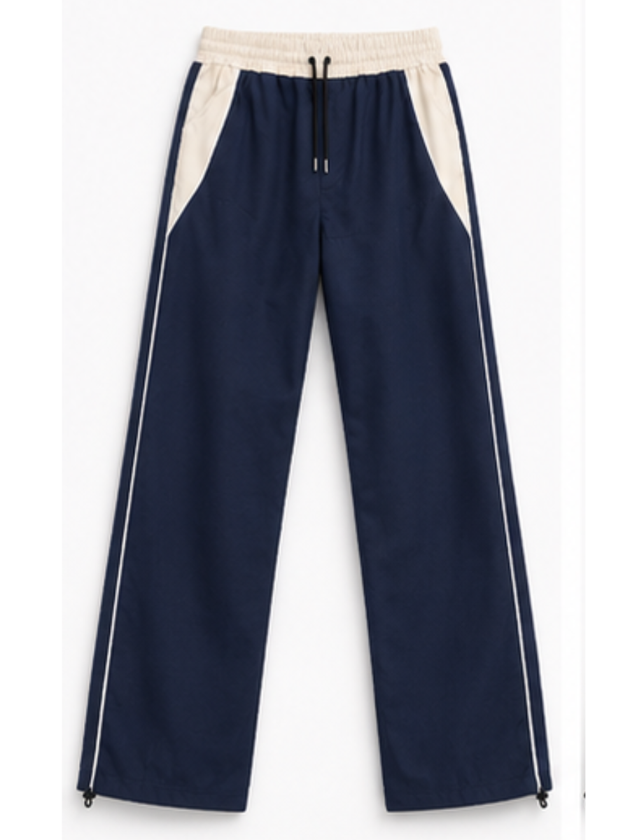 Pantalón Deportivo Oversized Azul Marino Bicolor — Tela Nova | Mujer | ENKI - ENKI ModaStyle