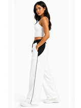 Pantalón Deportivo Oversized Mujer Blanco Bicolor – Tela Nova | ENKI 2