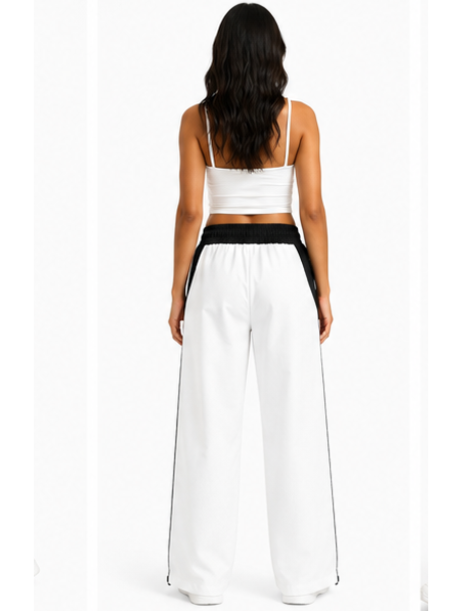 Pantalón Deportivo Oversized Blanco Bicolor — Tela Nova | Mujer | ENKI - ENKI ModaStyle