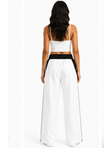 Pantalón Deportivo Oversized Mujer Blanco Bicolor – Tela Nova | ENKI 3
