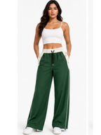 Pantalón Deportivo Oversized Verde Bicolor — Tela Nova | Mujer | ENKI - ENKI ModaStyle