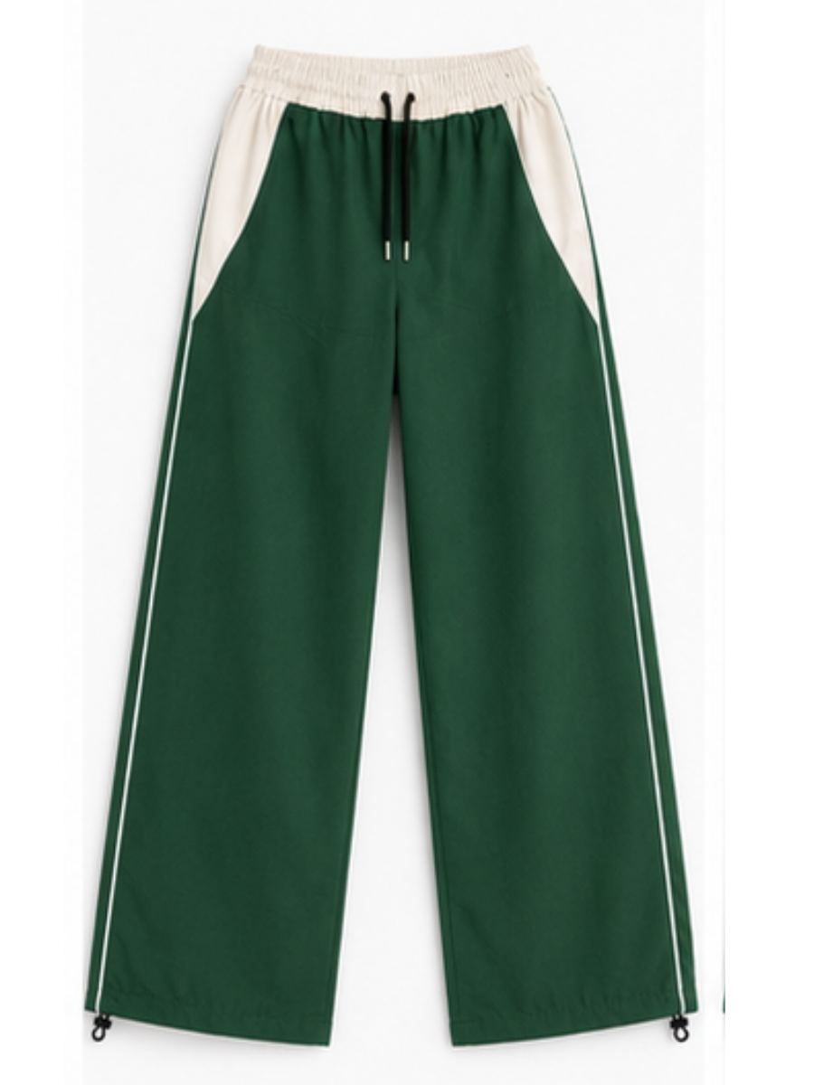 Pantalón Deportivo Oversized Verde Bicolor — Tela Nova | Mujer | ENKI - ENKI ModaStyle