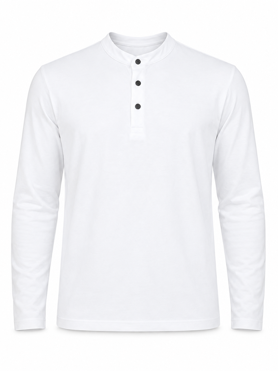 Polo Manga Larga Classic Fit para Hombre | Cuello Mao con Botones | ENKI