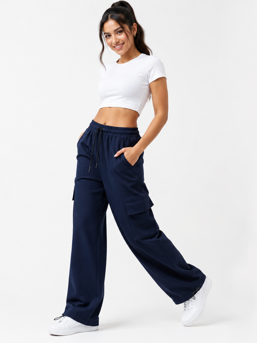 Pantalón Cargo Oversized Azul Marino — Tela Nova | Mujer | ENKI - ENKI ModaStyle