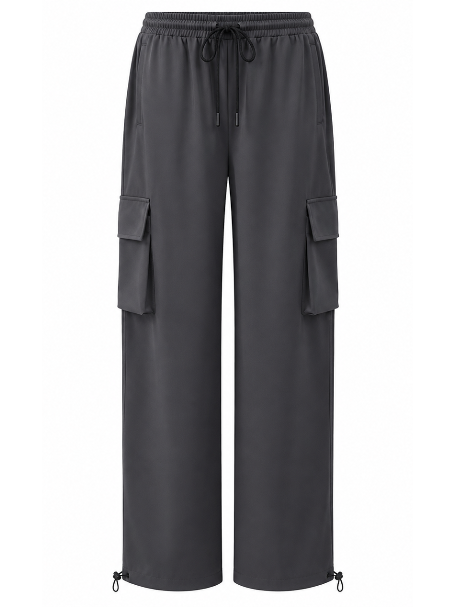 Pantalón Cargo Oversized Gris Carbón Mujer | Tela Nova - ENKI ModaStyle