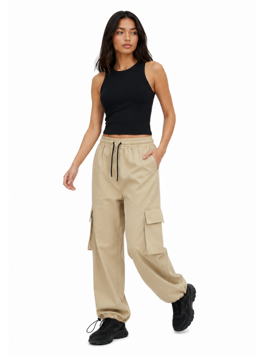 Pantalón Cargo Oversized Hueso — Tela Nova | Mujer | ENKI - ENKI ModaStyle