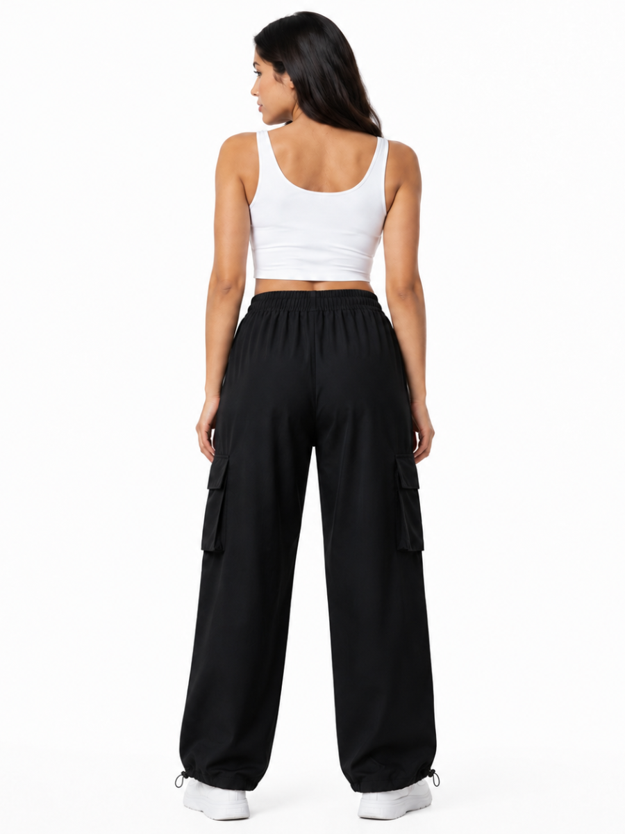 Pantalón Cargo Oversized Negro Mujer | Tela Nova - ENKI ModaStyle