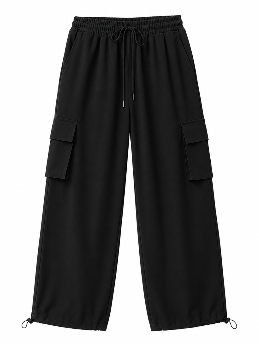 Pantalón Cargo Oversized Negro Mujer | Tela Nova - ENKI ModaStyle