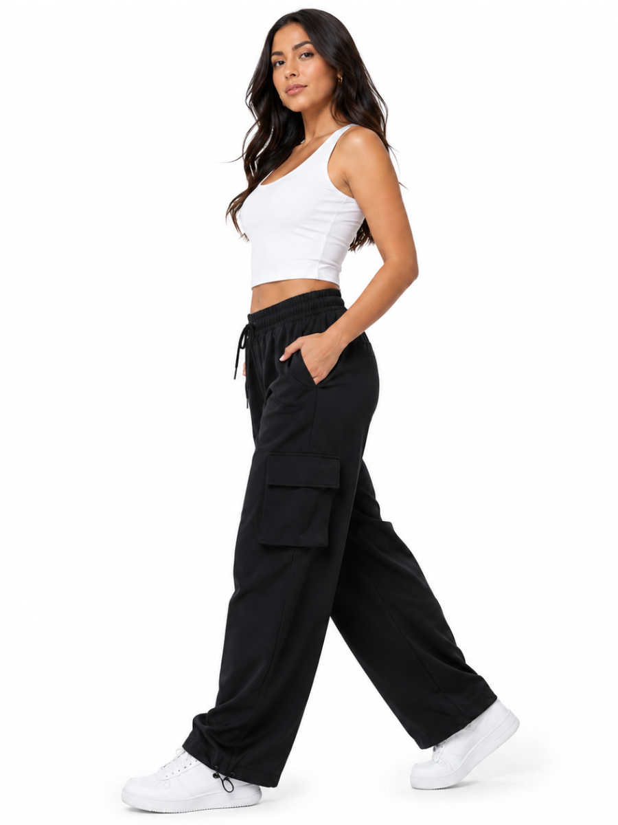 Pantalón Cargo Oversized Negro Mujer | Tela Nova - ENKI ModaStyle