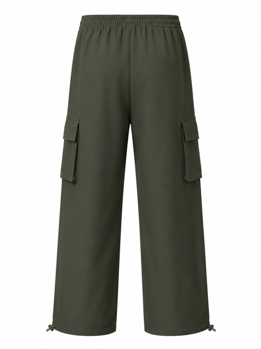 Pantalón Cargo Oversized Verde Militar — Tela Nova | Mujer | ENKI - ENKI ModaStyle