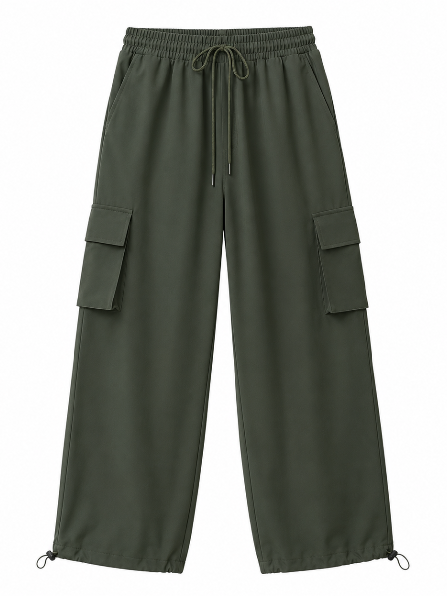 Pantalón Cargo Oversized Verde Militar — Tela Nova | Mujer | ENKI - ENKI ModaStyle