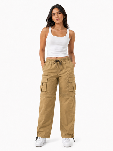 Pantalón Cargo Convertible Mujer Beige - Tela Mojada | ENKI