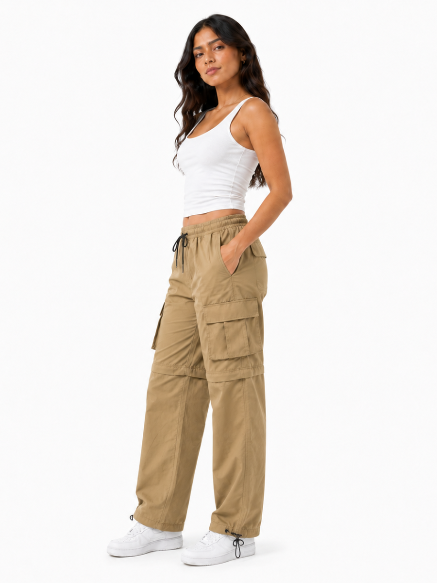 Pantalón Cargo Convertible Beige — Tela Mojada | Mujer | ENKI - ENKI ModaStyle