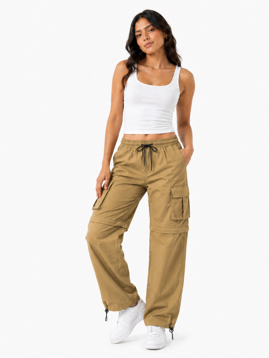 Pantalón Cargo Convertible Beige — Tela Mojada | Mujer | ENKI - ENKI ModaStyle