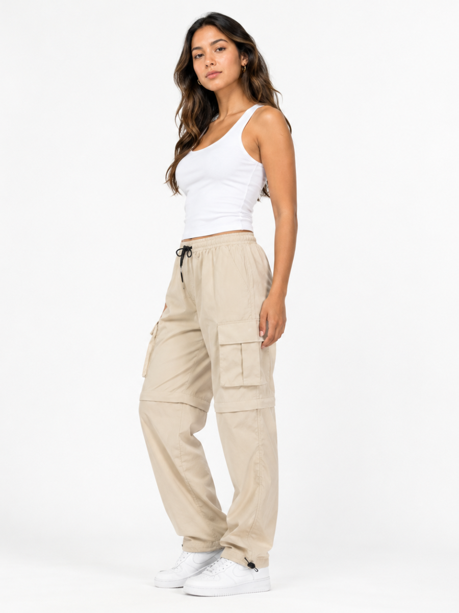Pantalón Cargo Convertible Hueso — Tela Mojada | Mujer | ENKI - ENKI ModaStyle