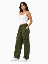 Pantalón Cargo Convertible Parachute para Mujer | Pack x2 Beige + Verde Militar | Tela Mojada 4