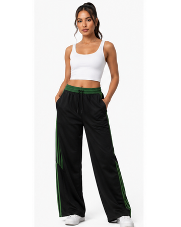 Pantalón Deportivo Oversized Mujer Negro | Tela Nova