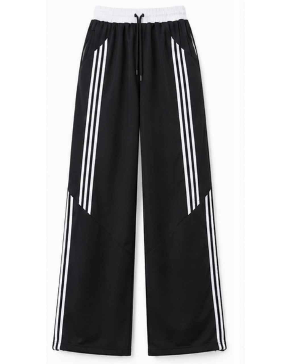 Pantalón Deportivo Oversized Negro con Franjas Blancas — Tela Nova | Mujer | ENKI - ENKI ModaStyle