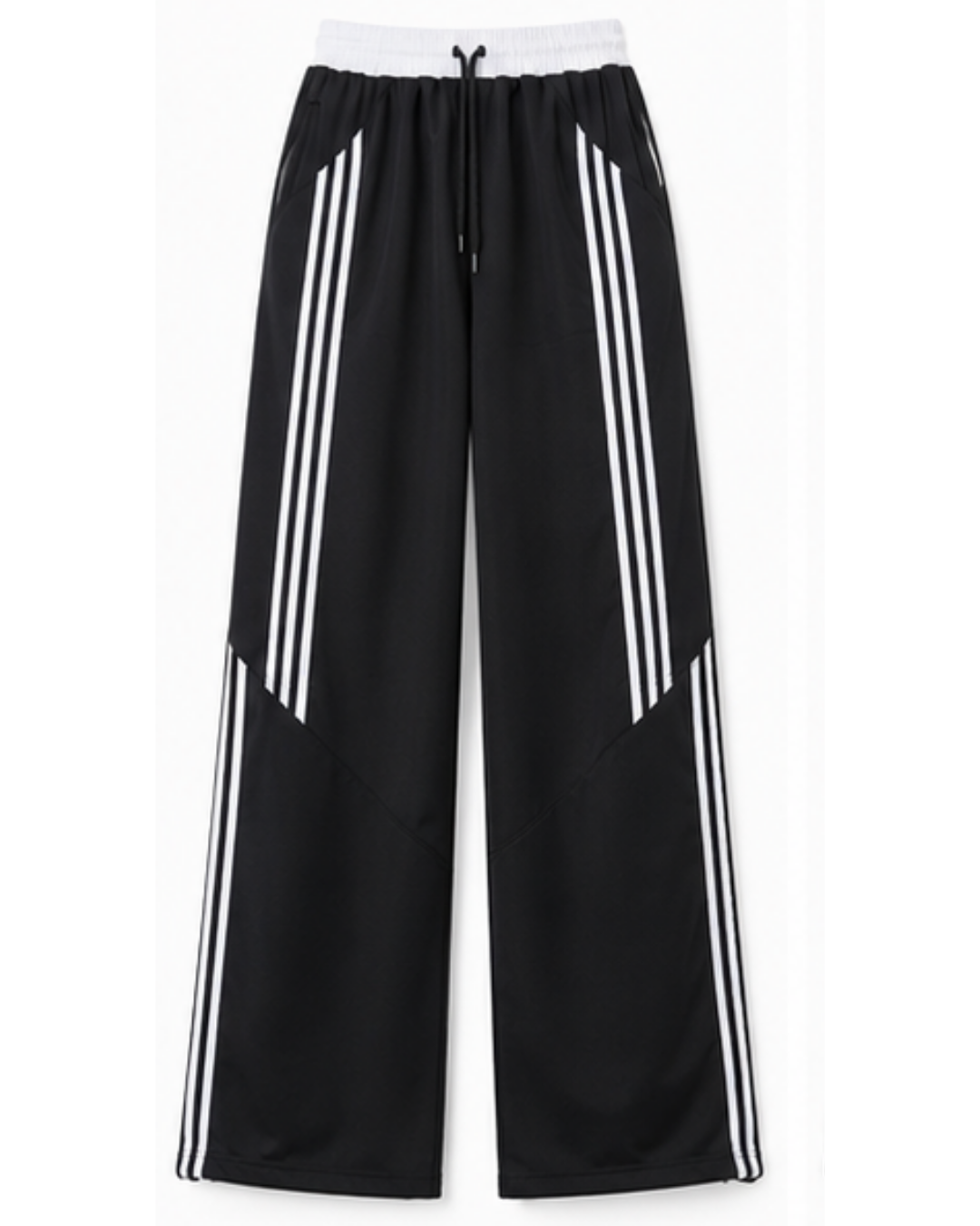 Pantalón Deportivo Oversized Negro con Franjas Blancas — Tela Nova | Mujer | ENKI - ENKI ModaStyle