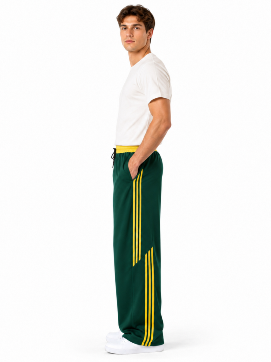 Pantalón Deportivo Oversized Verde Amarillo — Tela Nova | Hombre | ENKI