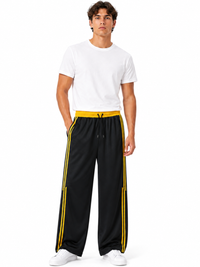 Pantalón Deportivo Oversized Negro Amarillo — Tela Nova | Hombre | ENKI