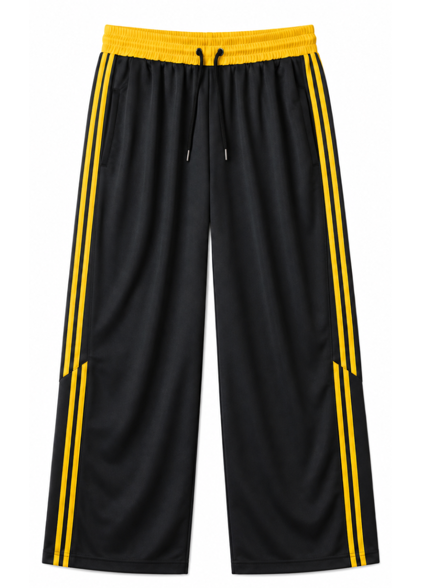 Pantalón Deportivo Oversized Negro Amarillo — Tela Nova | Hombre | ENKI