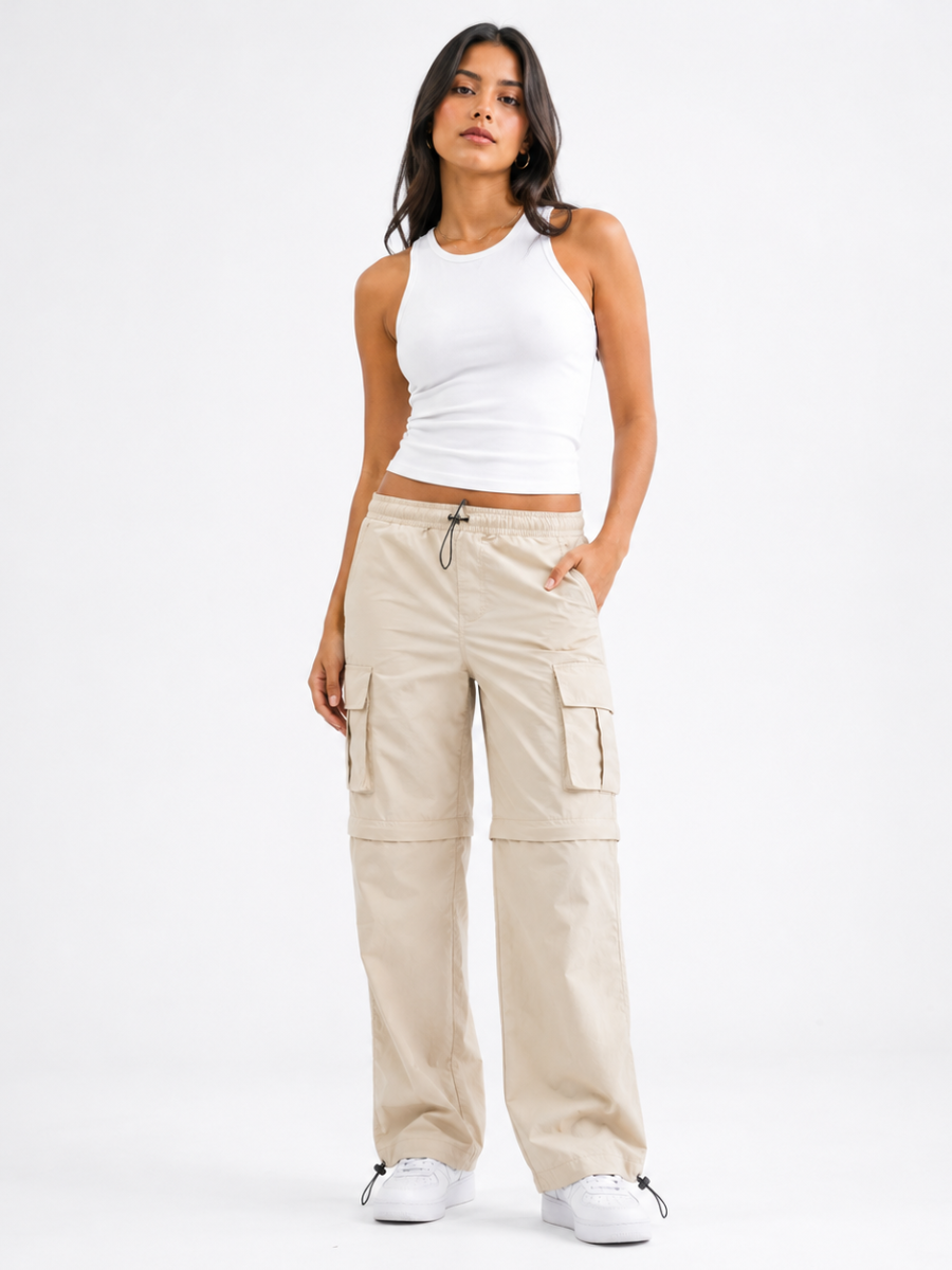 Pantalón Cargo Convertible Hueso — Tela Mojada | Mujer | ENKI - ENKI ModaStyle